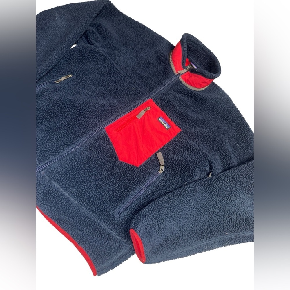 RARE PATAGONIA Men's Classic Retro-X® fleece navy & red zip up Jacket sz large - Picture 3 of 9